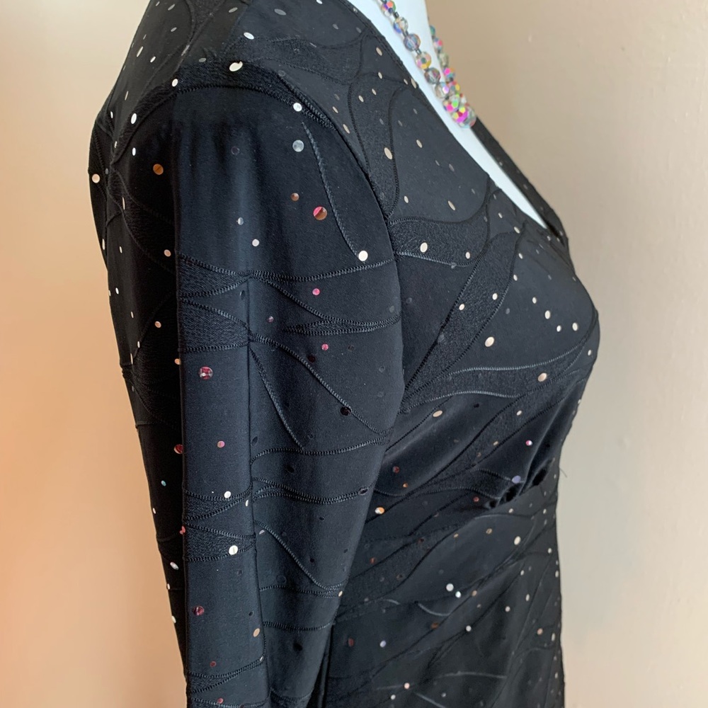 Chic Black blouse sparkles silver Accents - Picture 7 of 7